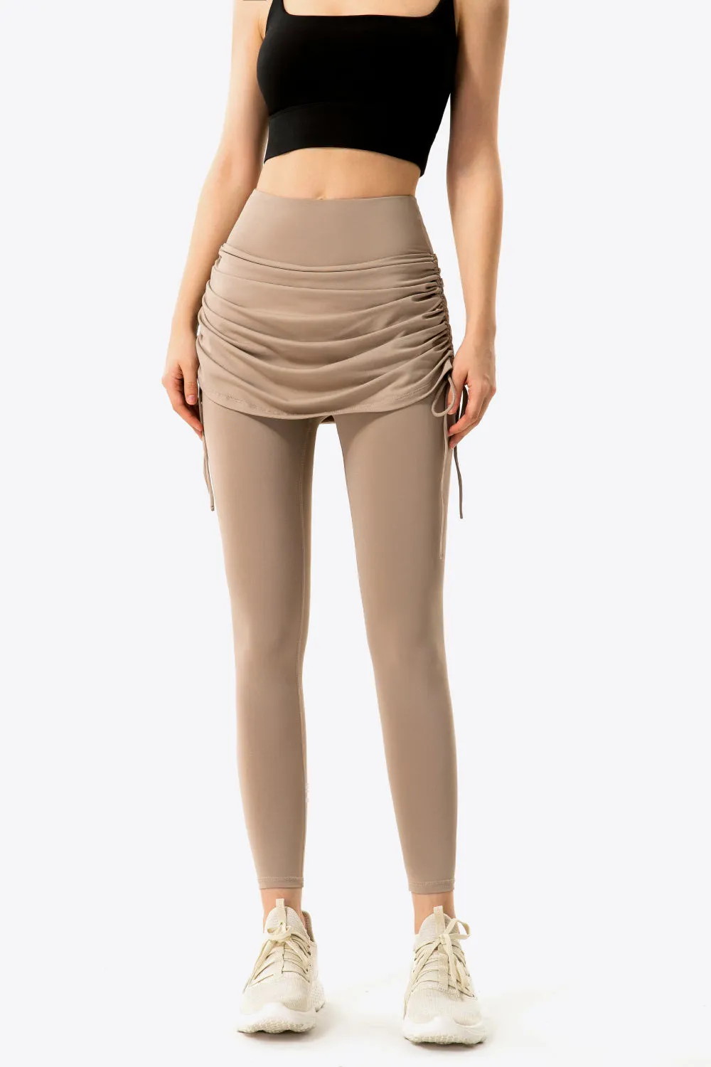 Ruched Faux Layered Yoga Leggings