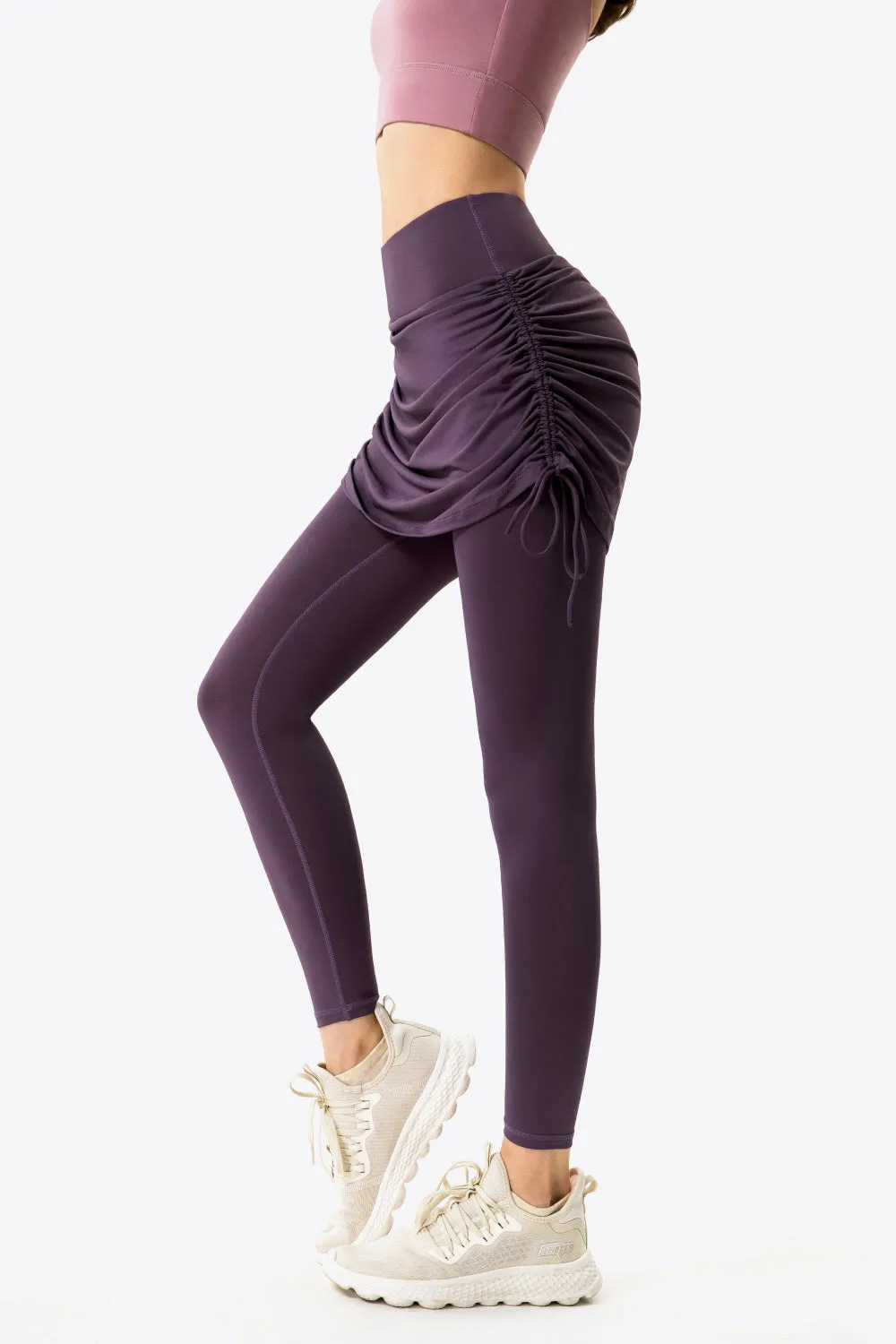 Ruched Faux Layered Yoga Leggings