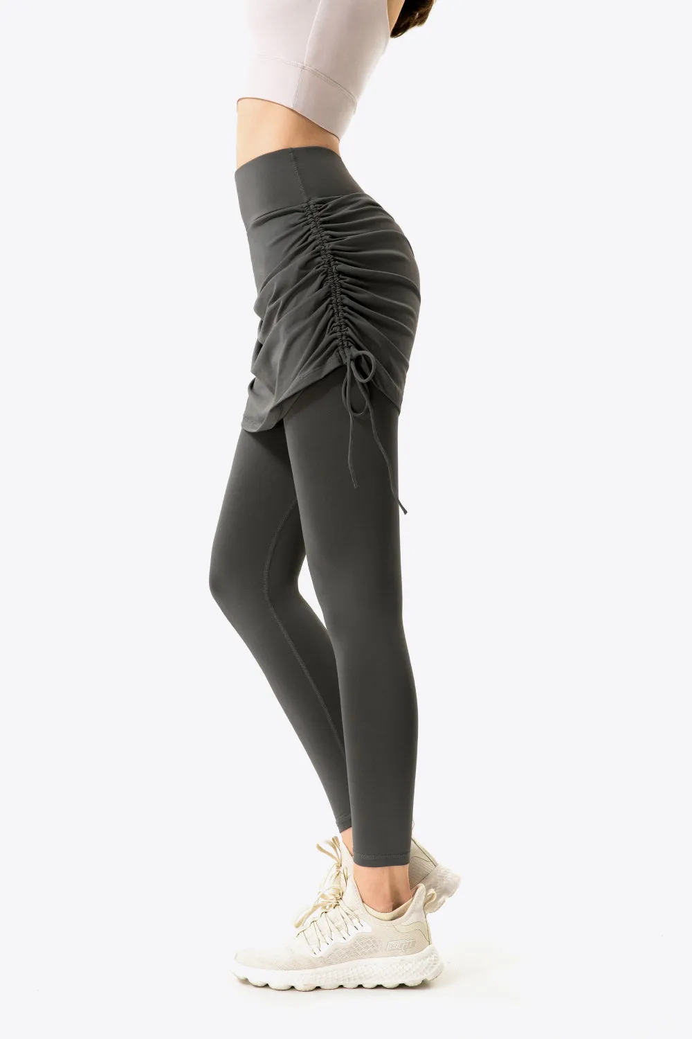 Ruched Faux Layered Yoga Leggings