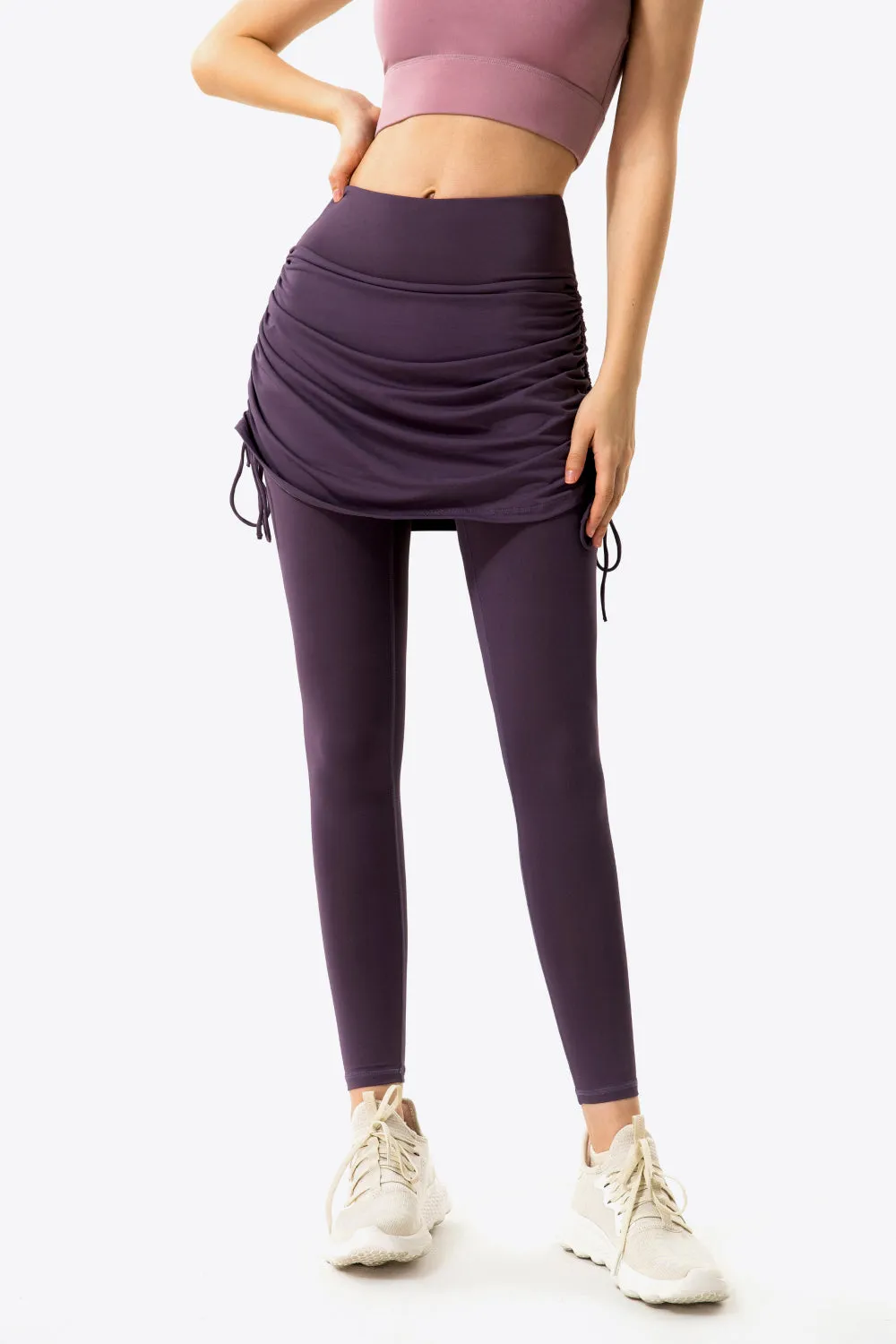 Ruched Faux Layered Yoga Leggings