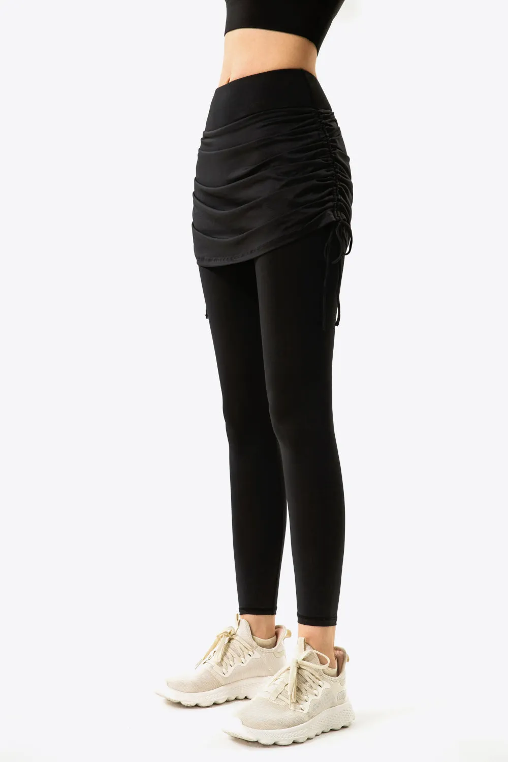 Ruched Faux Layered Yoga Leggings