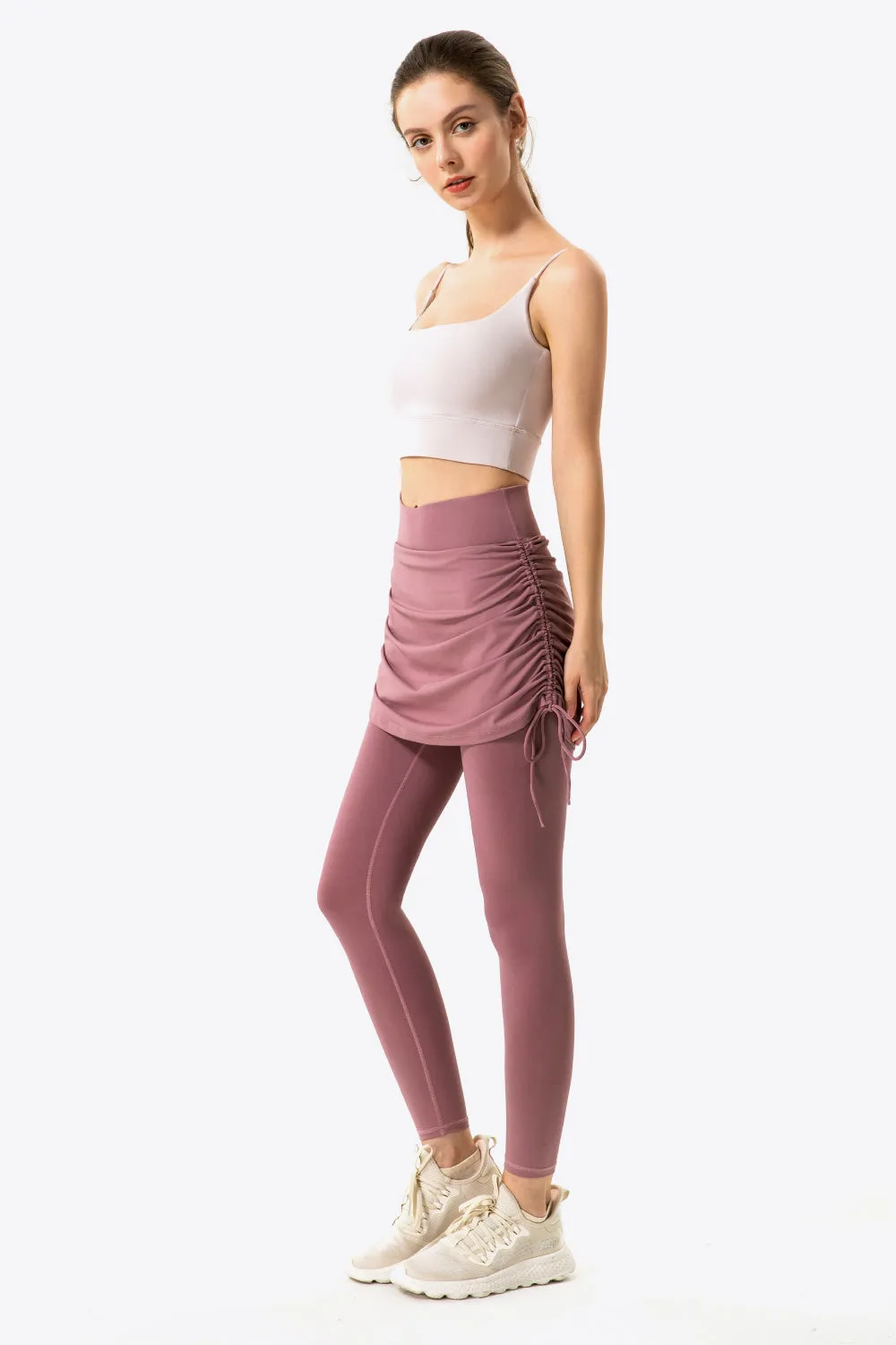 Ruched Faux Layered Yoga Leggings