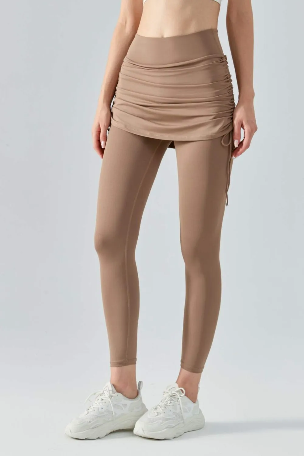 Ruched Faux Layered Yoga Leggings