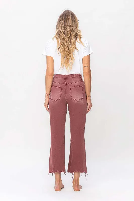 RUSSET 90S VINTAGE HIGH RISE CROP FLARE JEAN