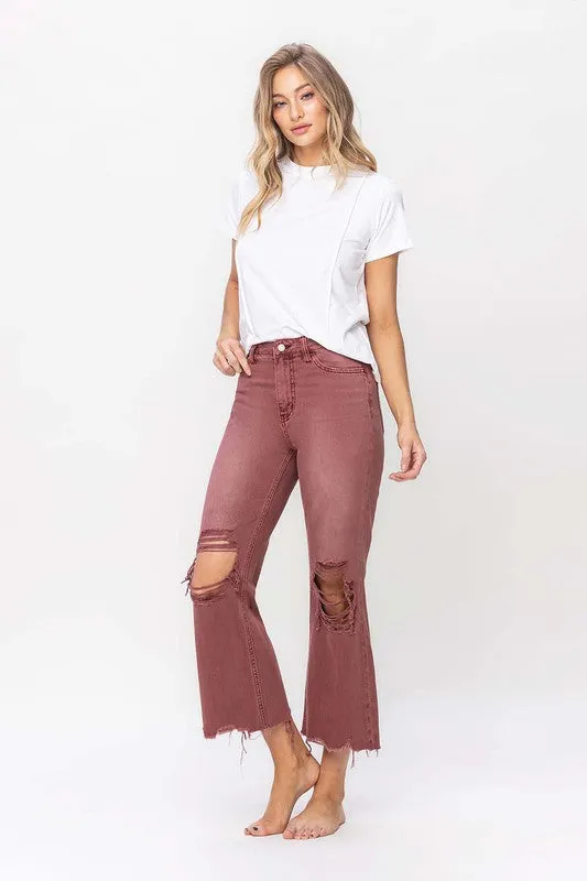 RUSSET 90S VINTAGE HIGH RISE CROP FLARE JEAN