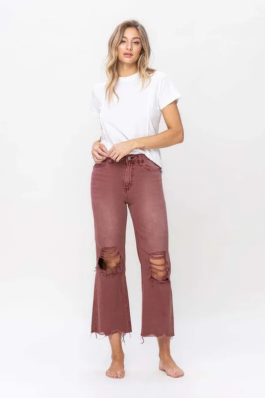 RUSSET 90S VINTAGE HIGH RISE CROP FLARE JEAN