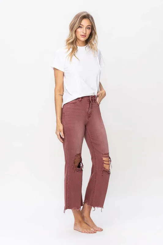 RUSSET 90S VINTAGE HIGH RISE CROP FLARE JEAN