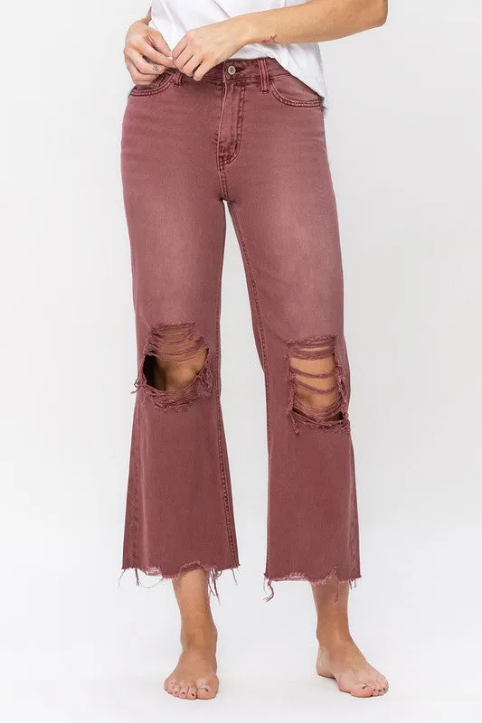 RUSSET 90S VINTAGE HIGH RISE CROP FLARE JEAN