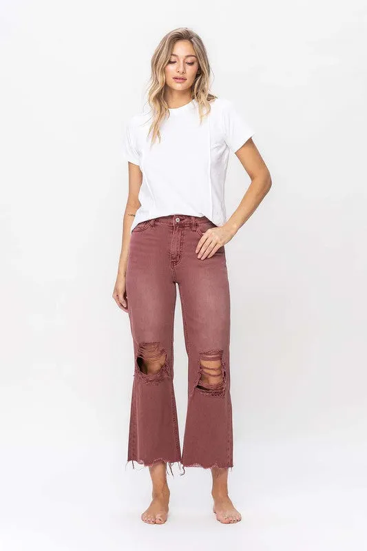 RUSSET 90S VINTAGE HIGH RISE CROP FLARE JEAN