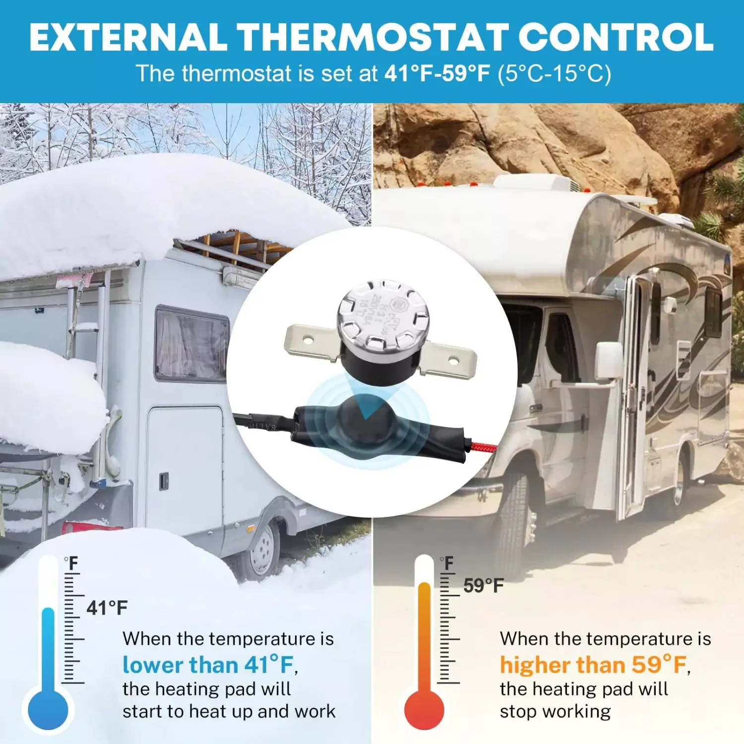 RV Tank Heater Pad with Thermostat