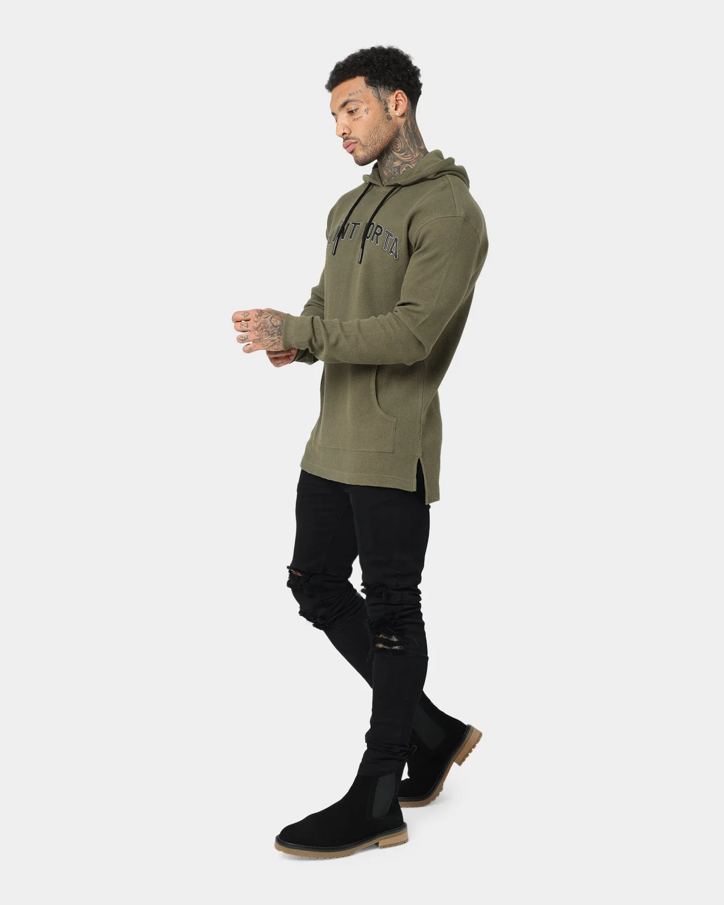 Saint Morta Kingdom Waffle Hoodie Army Green