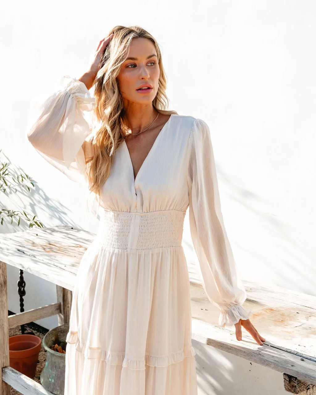 Salty Kisses Ivory Tiered Maxi Dress