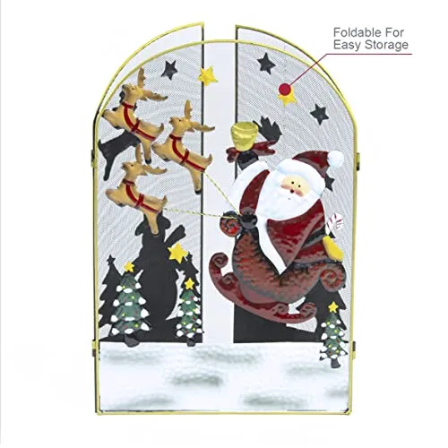 Santa & Snowman Festive Fireguard/Tree Guard/Metal Mesh Screen/Indoor Christmas Decoration