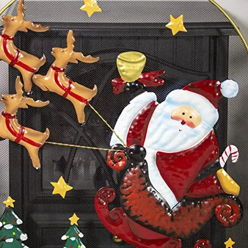 Santa & Snowman Festive Fireguard/Tree Guard/Metal Mesh Screen/Indoor Christmas Decoration