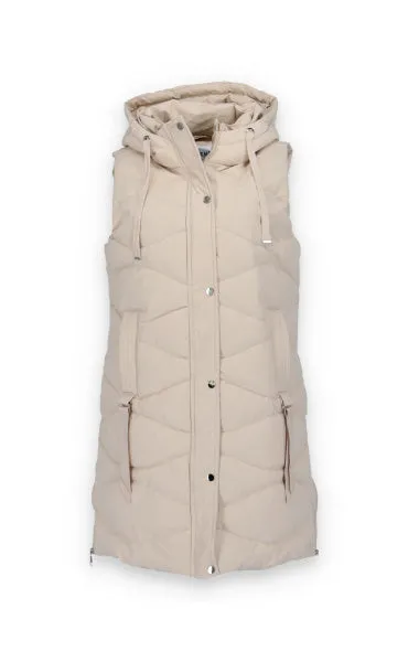 Saturne Long Quilted Gilet  Lh229 Beige