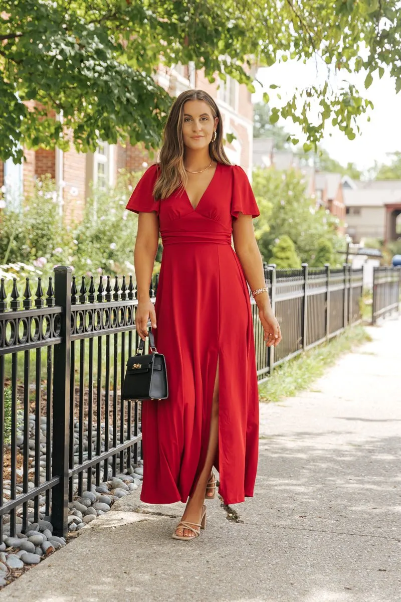 Showstopper Red Slit Maxi Dress - FINAL SALE