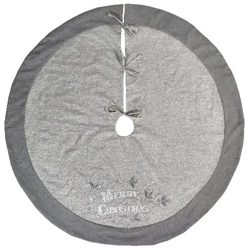 Silver "Merry Christmas" Round Tree Skirt