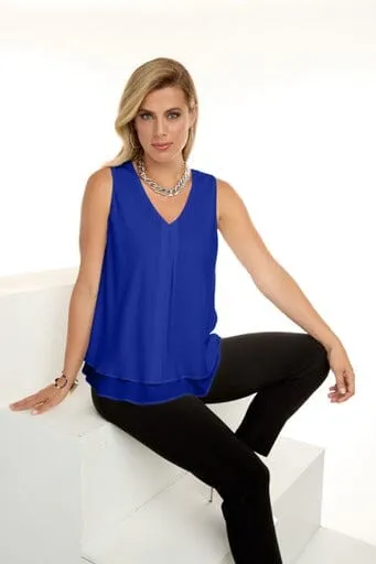 SLEEVELESS DOUBLE LAYERED ROYAL BLUE TOP