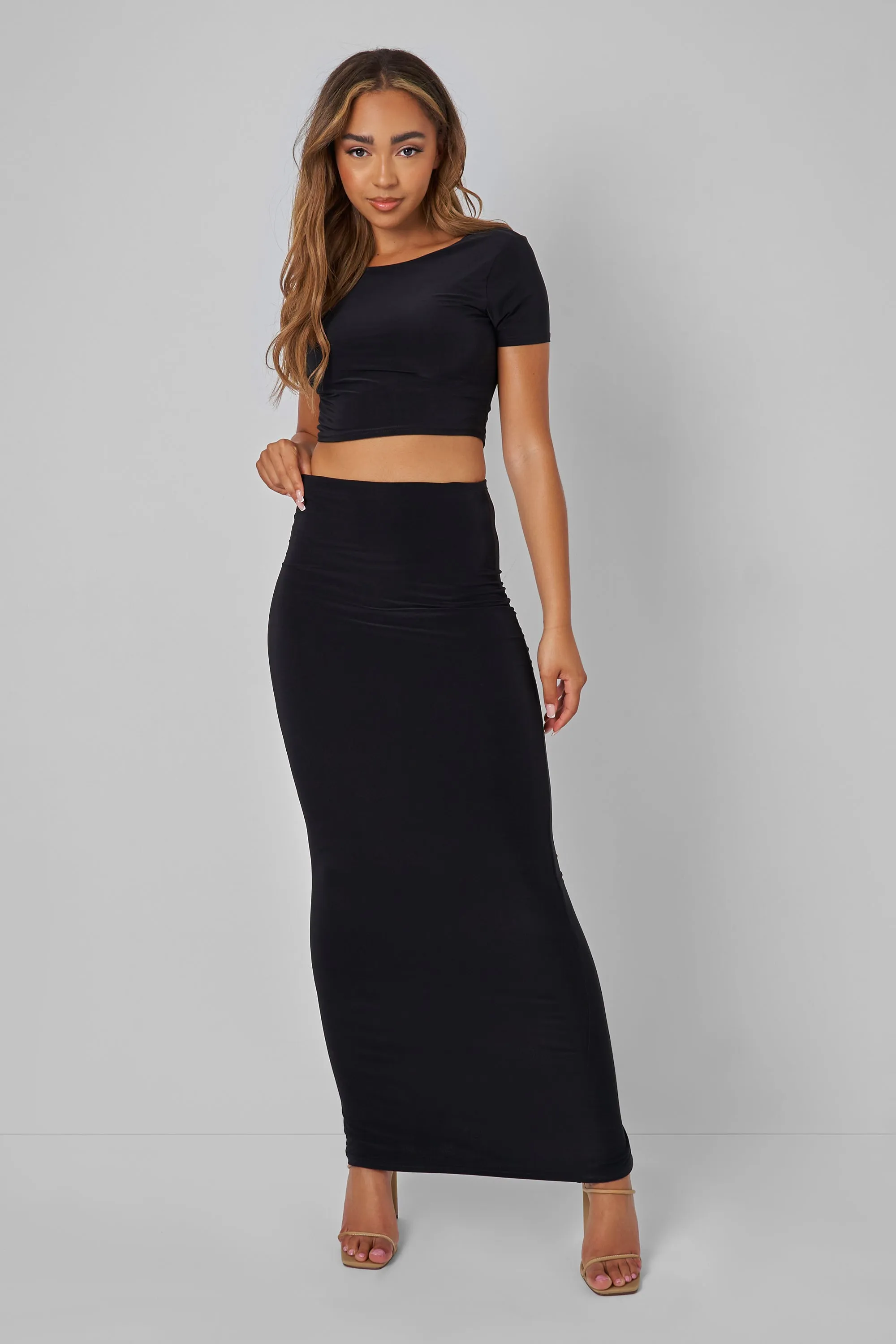 SLINKY MAXI SKIRT BLACK