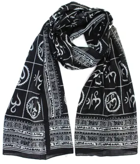 Small Om Prayer Scarf in Black