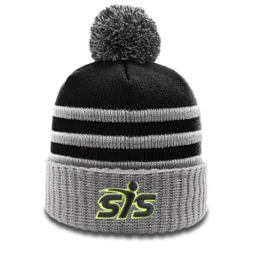 Smash It Sports Beanie #134 with Pom (Black/Grey/White)