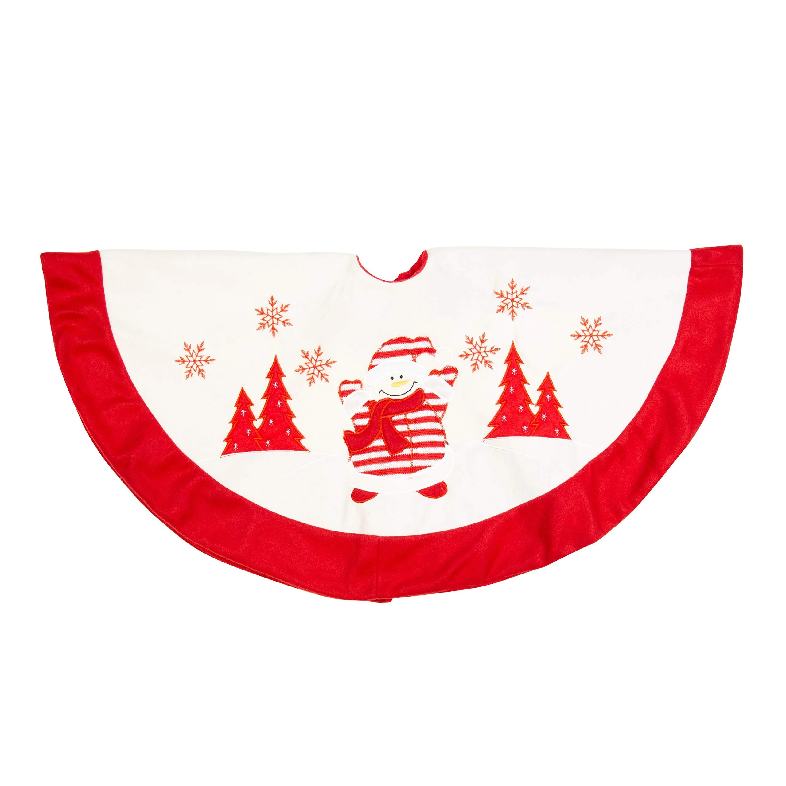 Snowman Tree Skirt, White and Red, 90cm in diameter