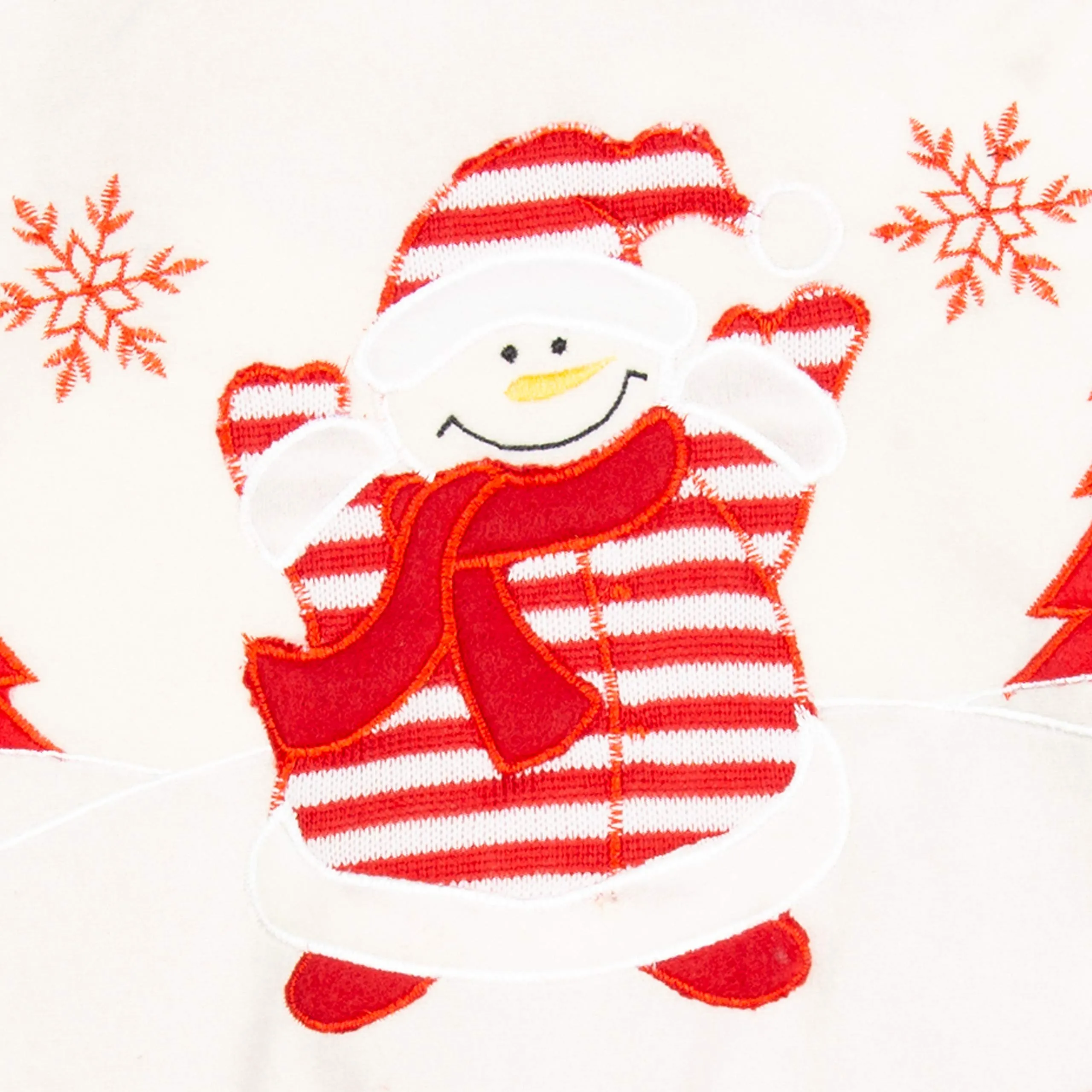 Snowman Tree Skirt, White and Red, 90cm in diameter