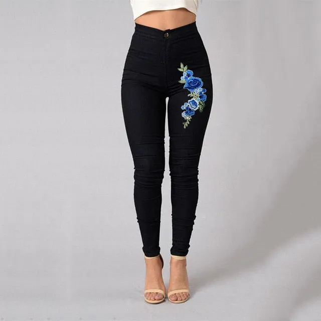 Solid Wash Jeans Woman High Waist Pencil Pants