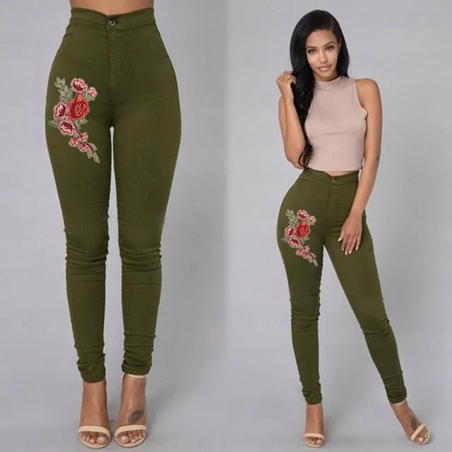 Solid Wash Jeans Woman High Waist Pencil Pants