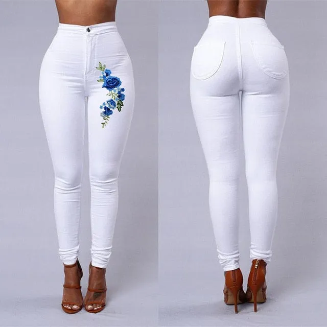 Solid Wash Jeans Woman High Waist Pencil Pants