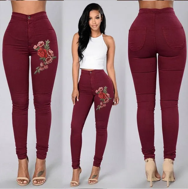 Solid Wash Jeans Woman High Waist Pencil Pants