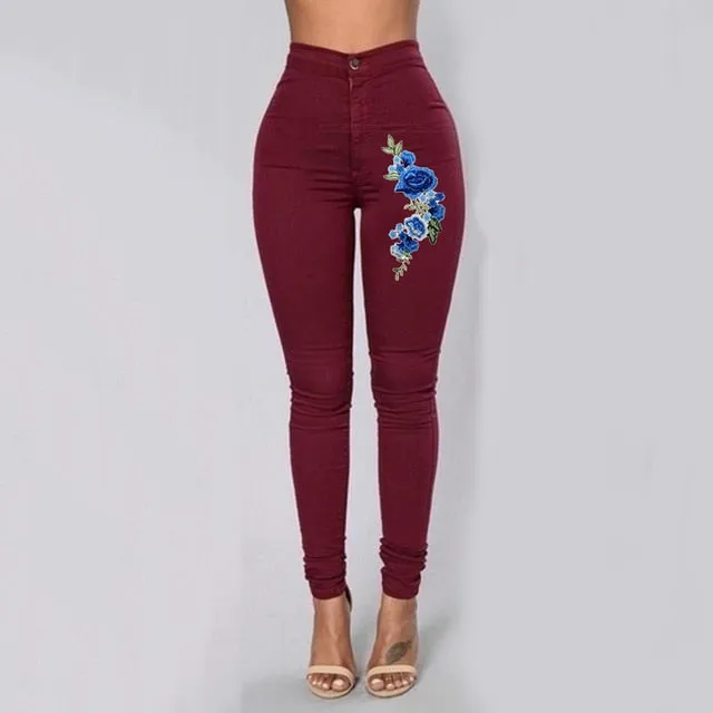 Solid Wash Jeans Woman High Waist Pencil Pants