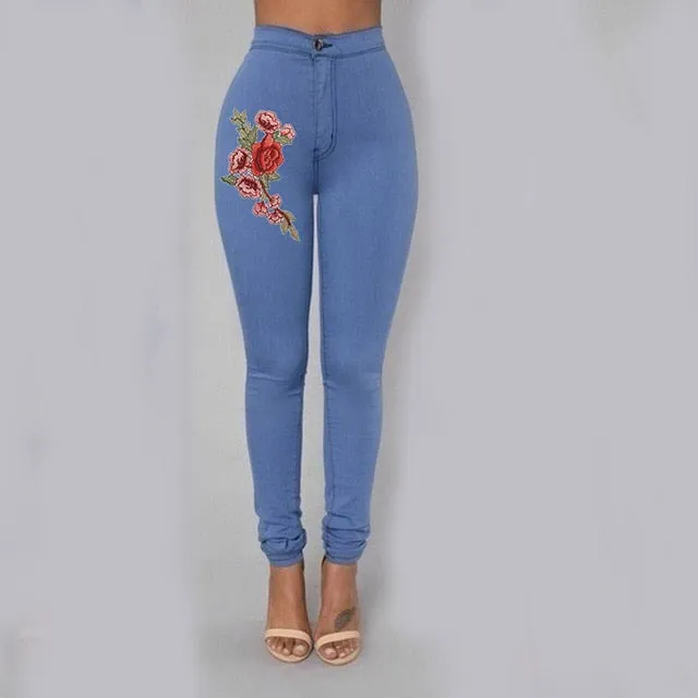 Solid Wash Jeans Woman High Waist Pencil Pants