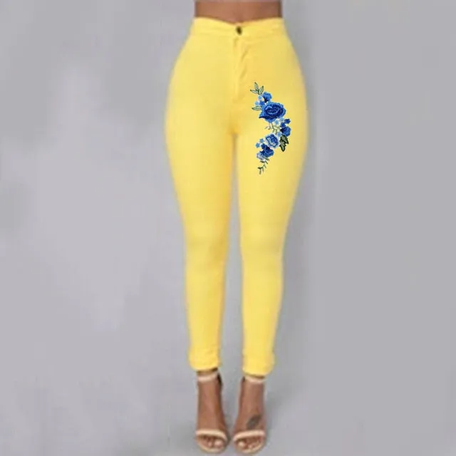 Solid Wash Jeans Woman High Waist Pencil Pants