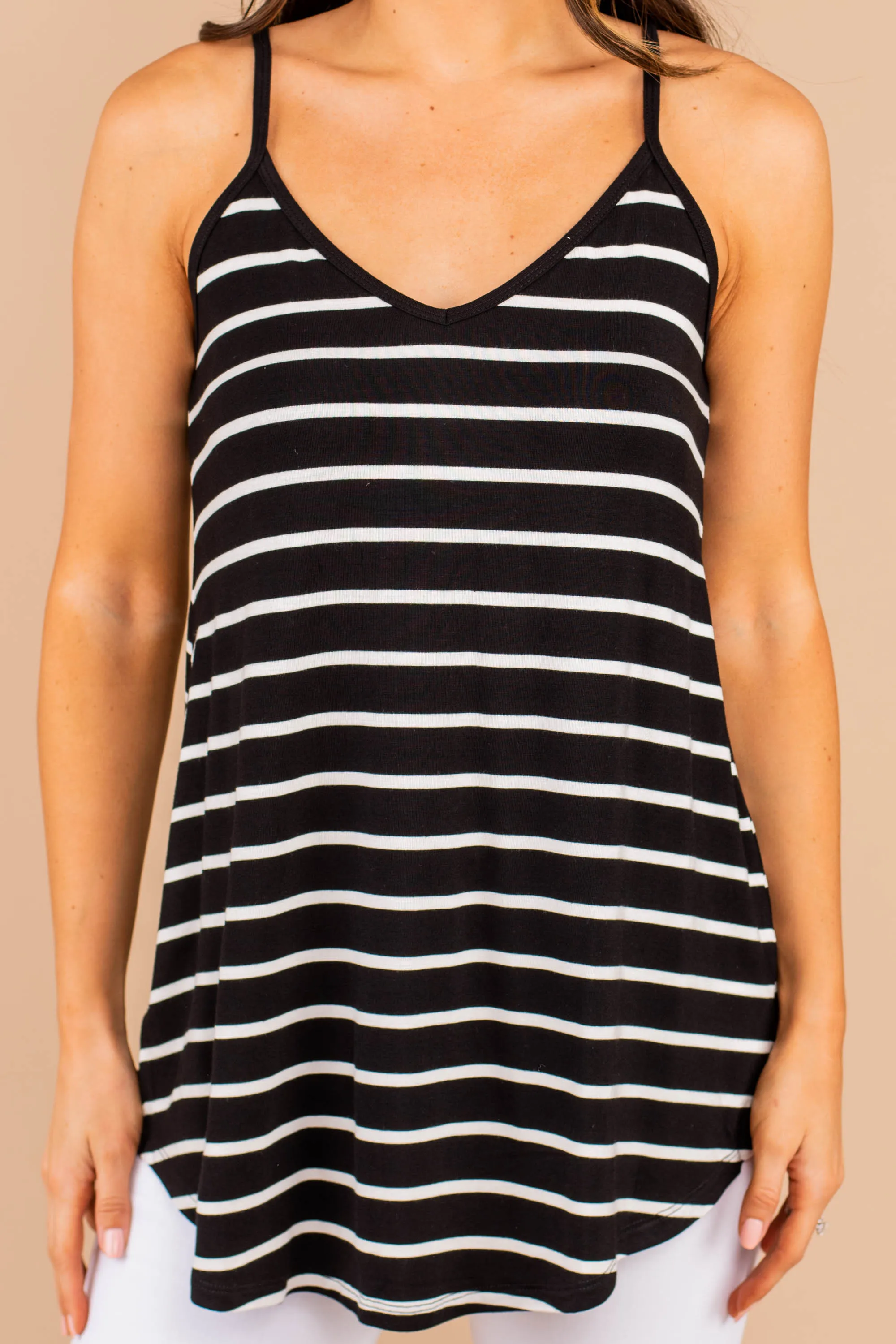 Somewhere Out There Black Striped Tank