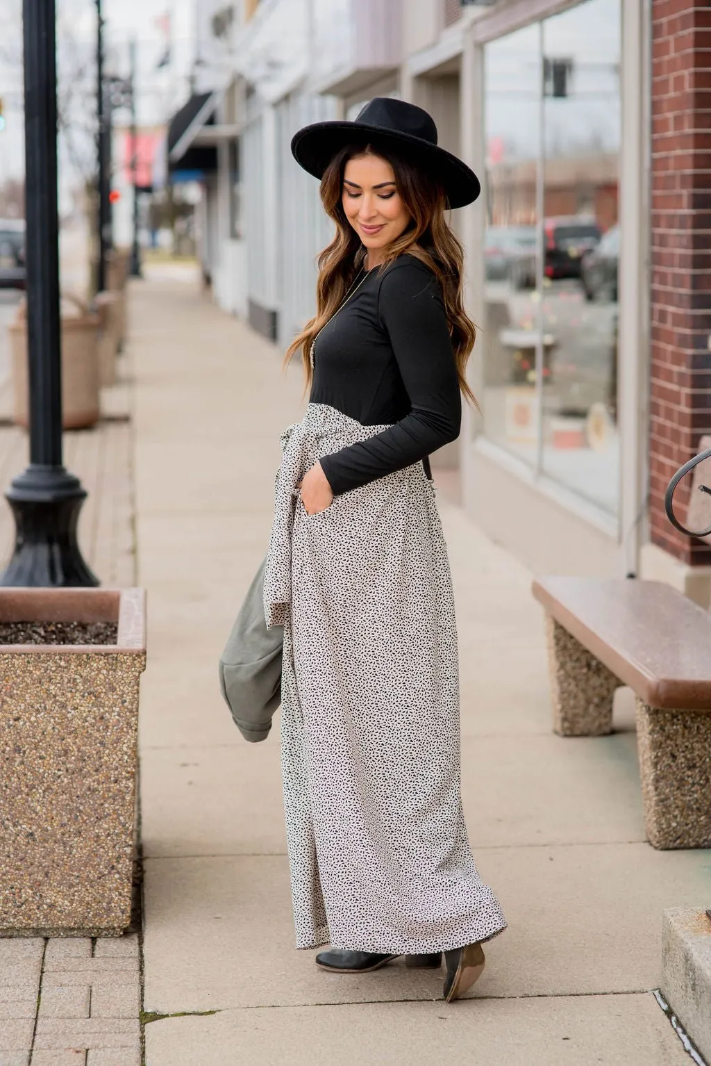 Speckled Bottom Long Sleeve Maxi