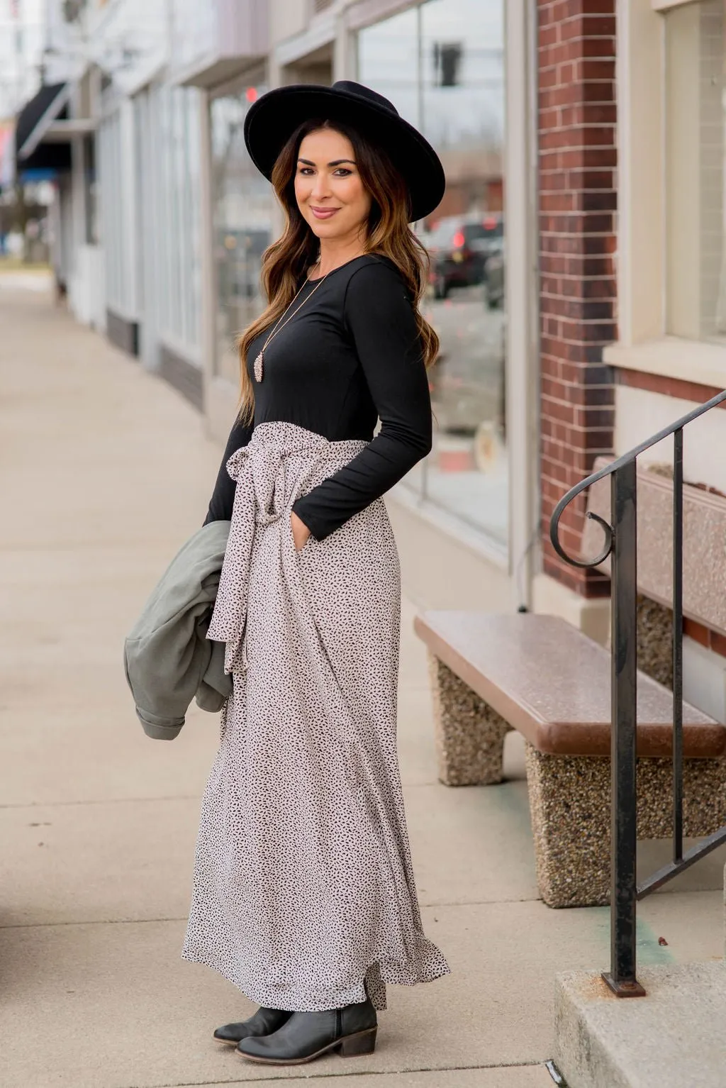 Speckled Bottom Long Sleeve Maxi