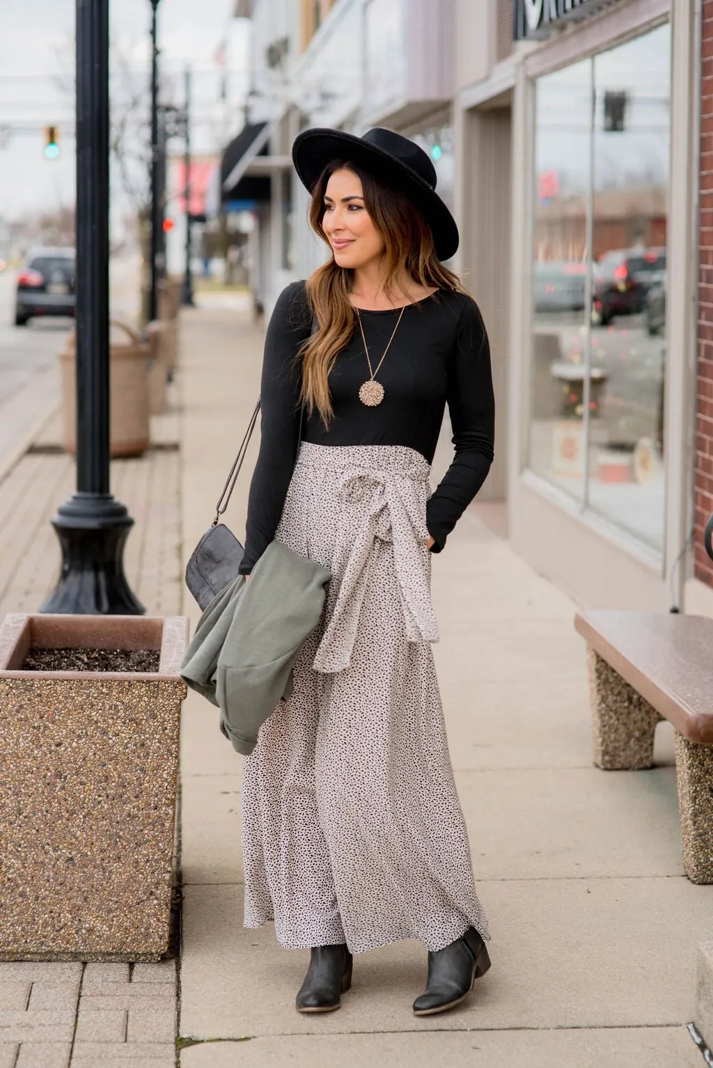 Speckled Bottom Long Sleeve Maxi