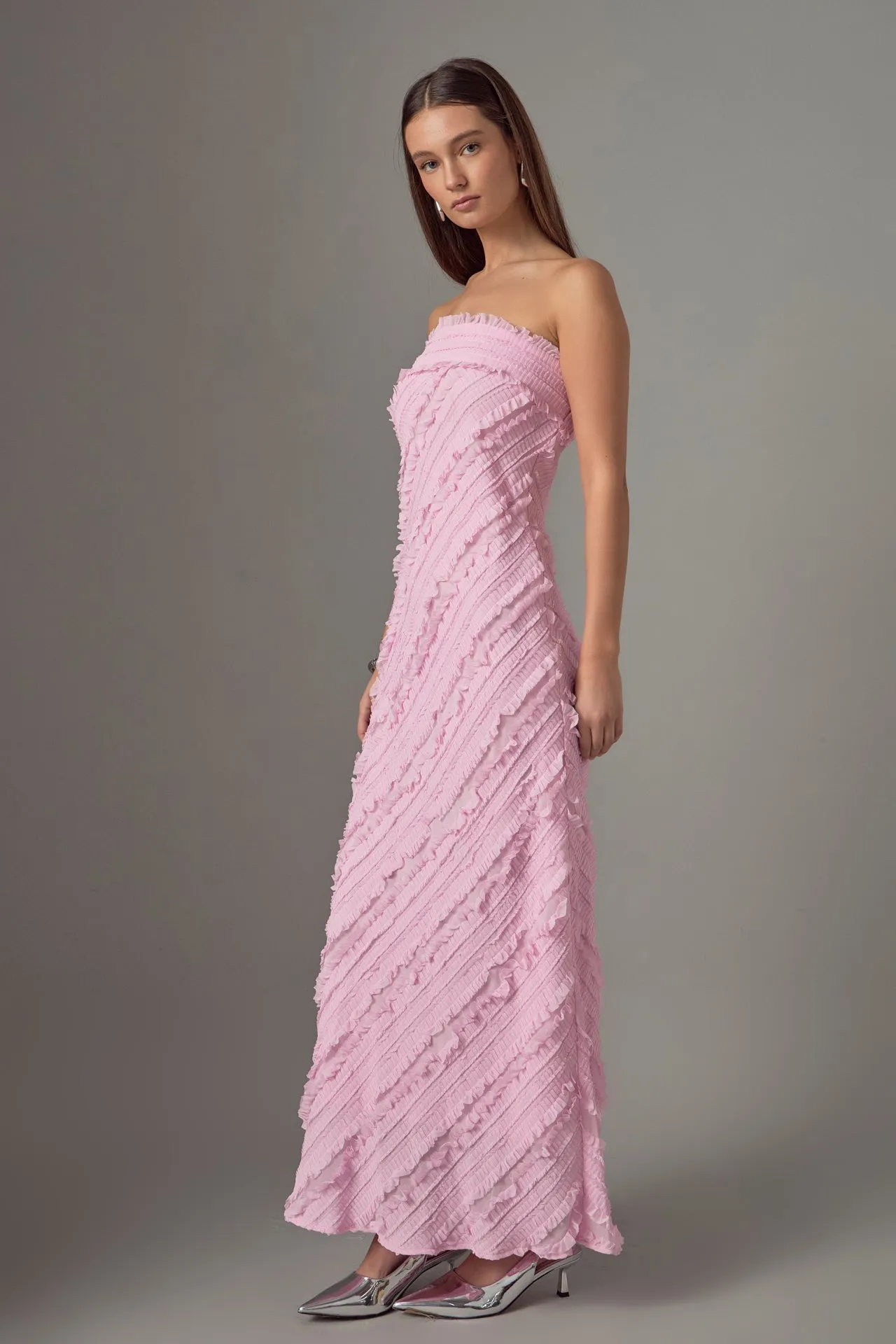 Strapless Ruffled Maxi Dress