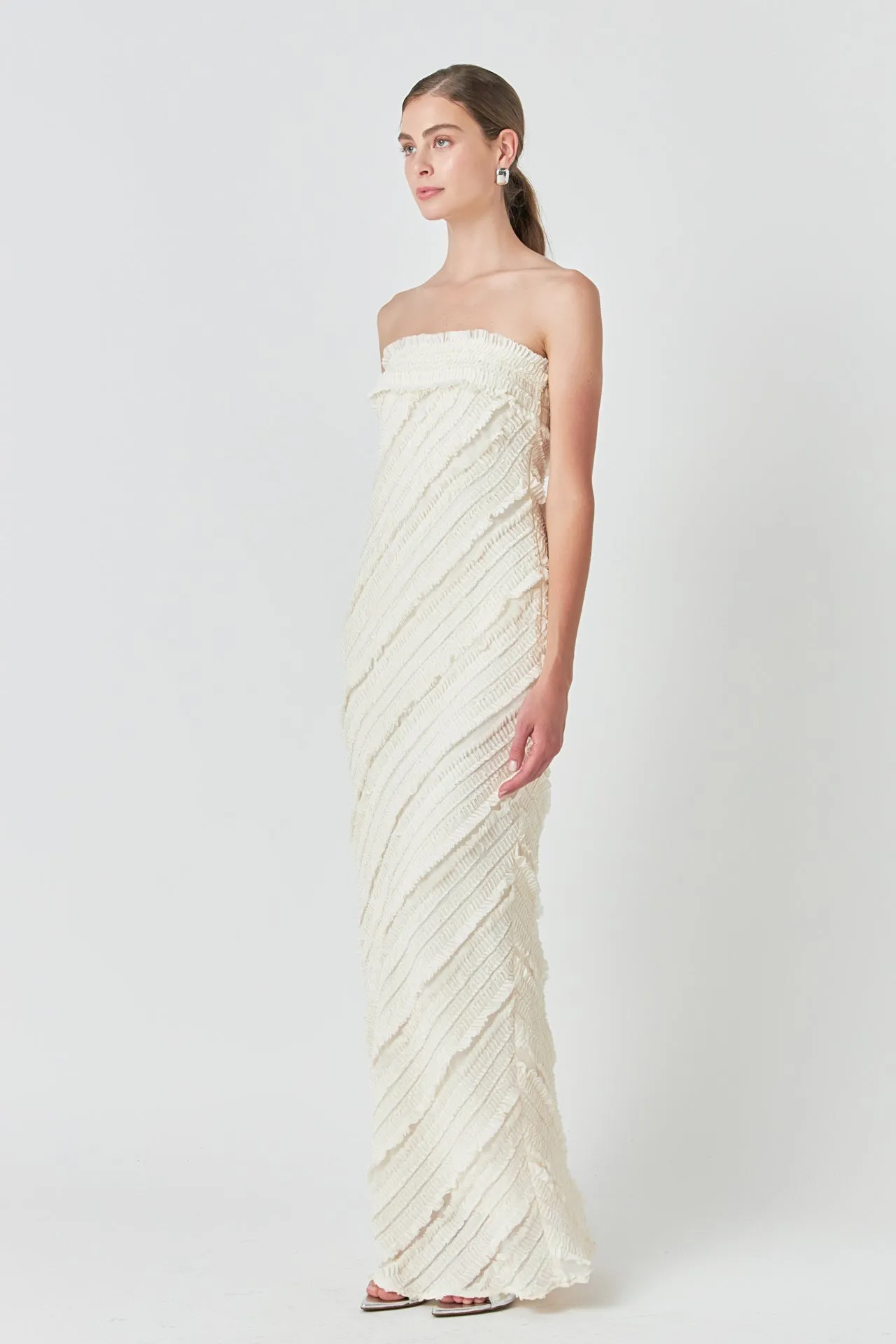 Strapless Ruffled Maxi Dress