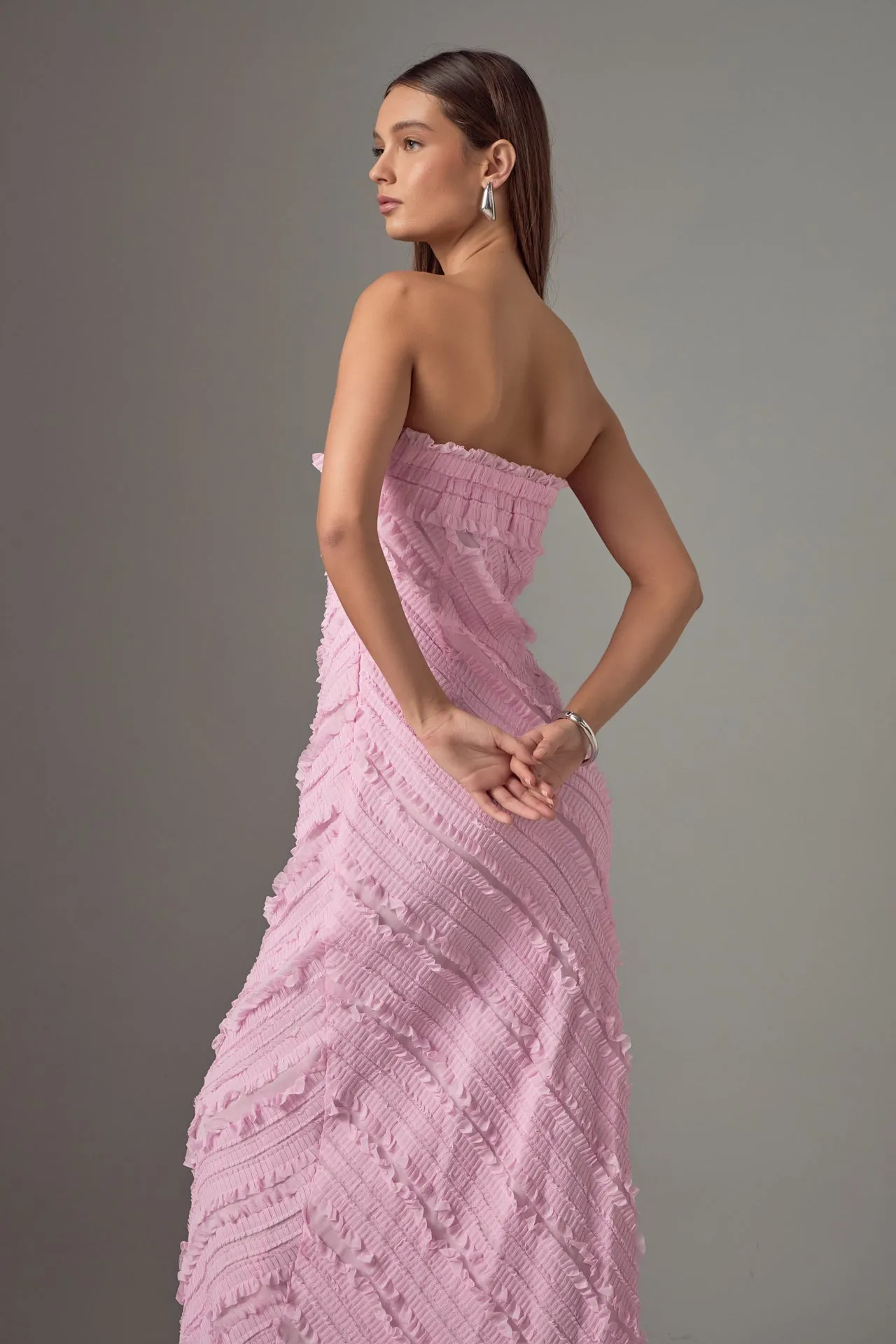 Strapless Ruffled Maxi Dress