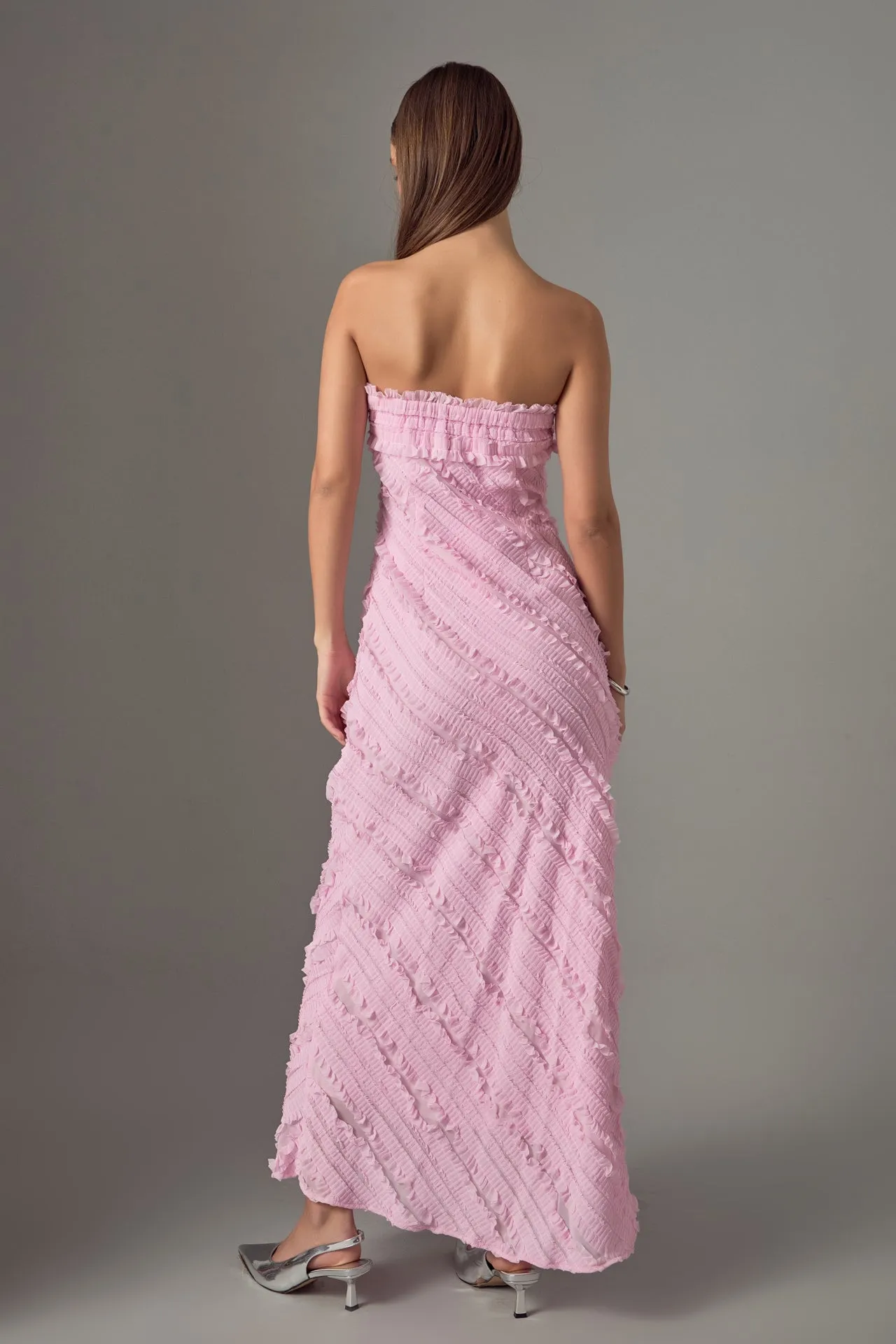 Strapless Ruffled Maxi Dress