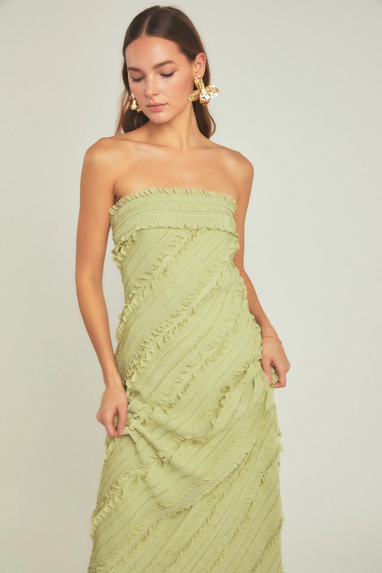 Strapless Ruffled Maxi Dress