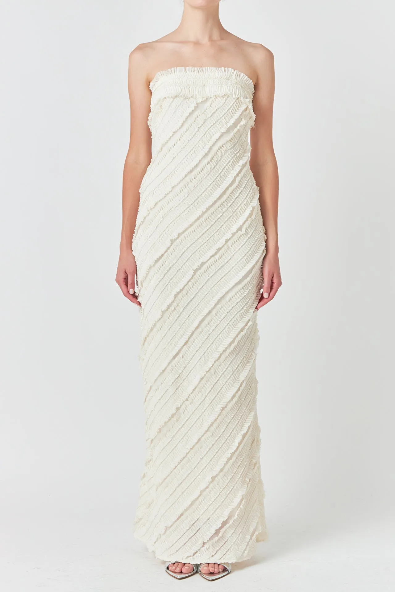 Strapless Ruffled Maxi Dress