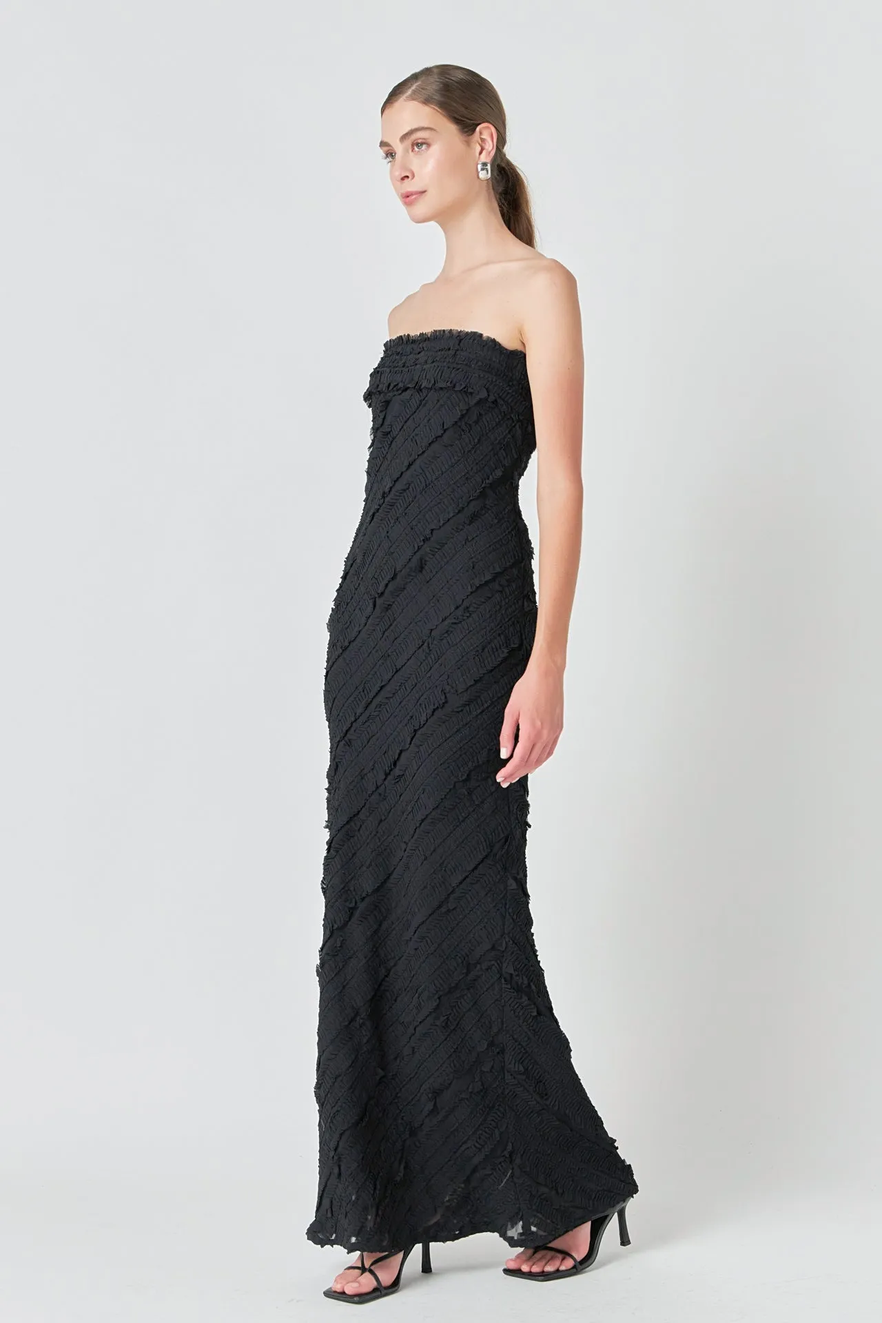 Strapless Ruffled Maxi Dress