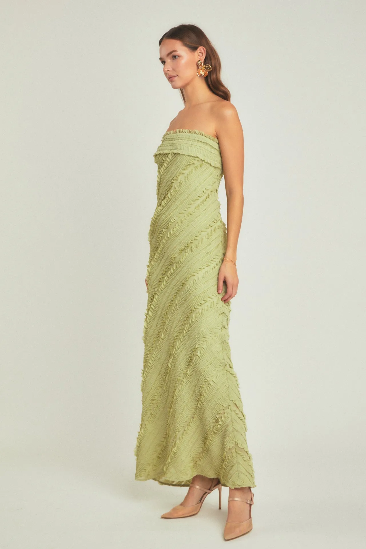 Strapless Ruffled Maxi Dress