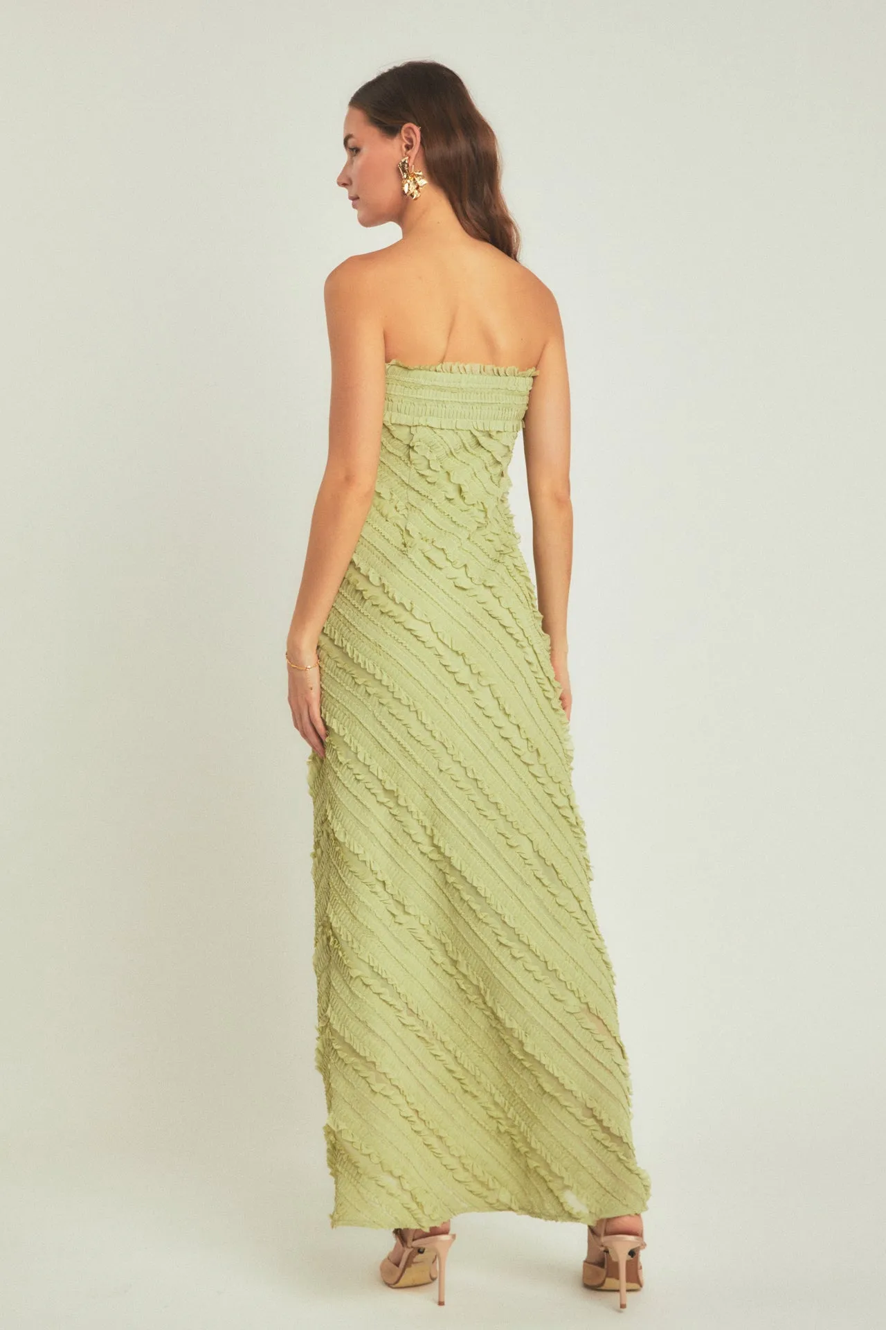 Strapless Ruffled Maxi Dress