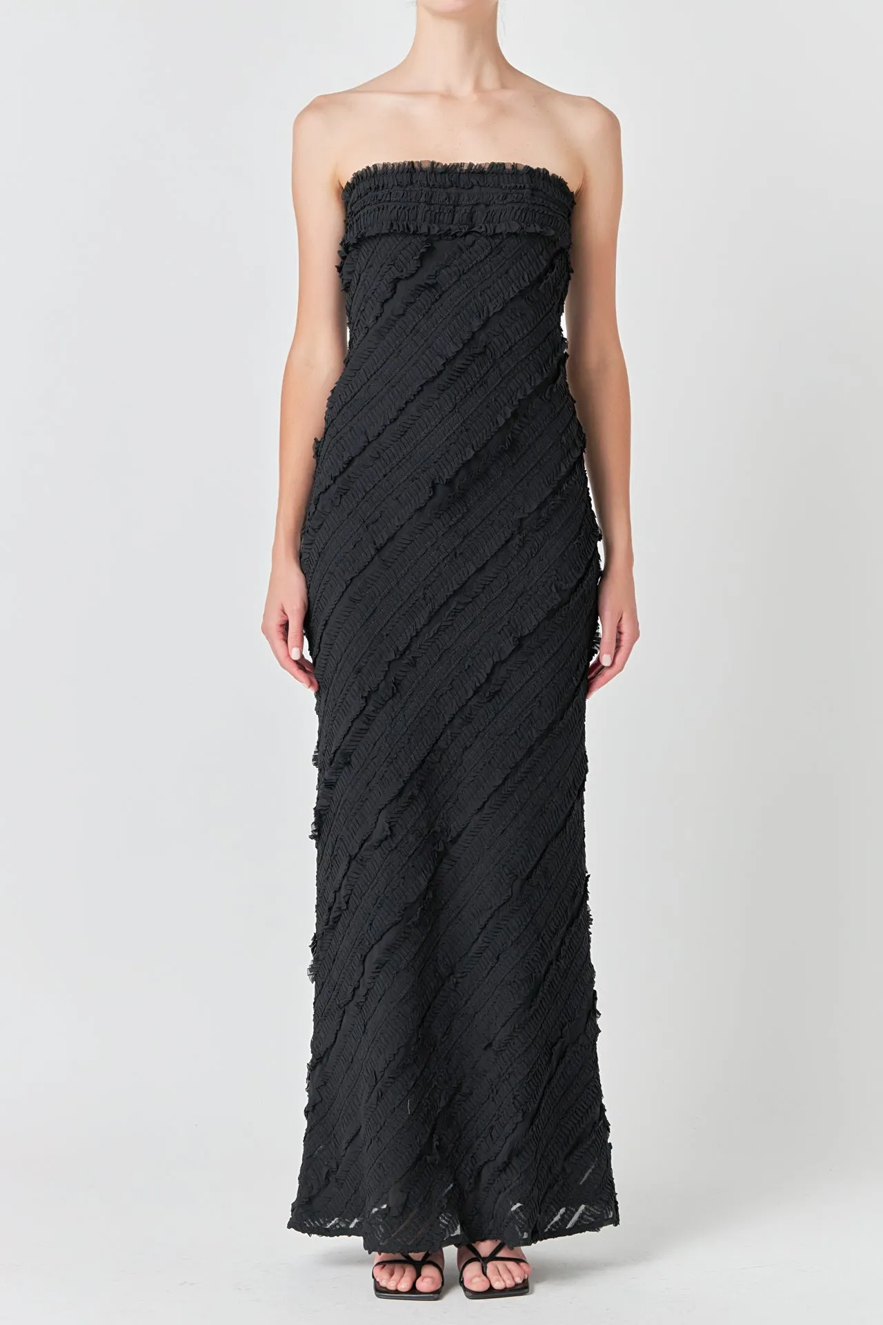 Strapless Ruffled Maxi Dress