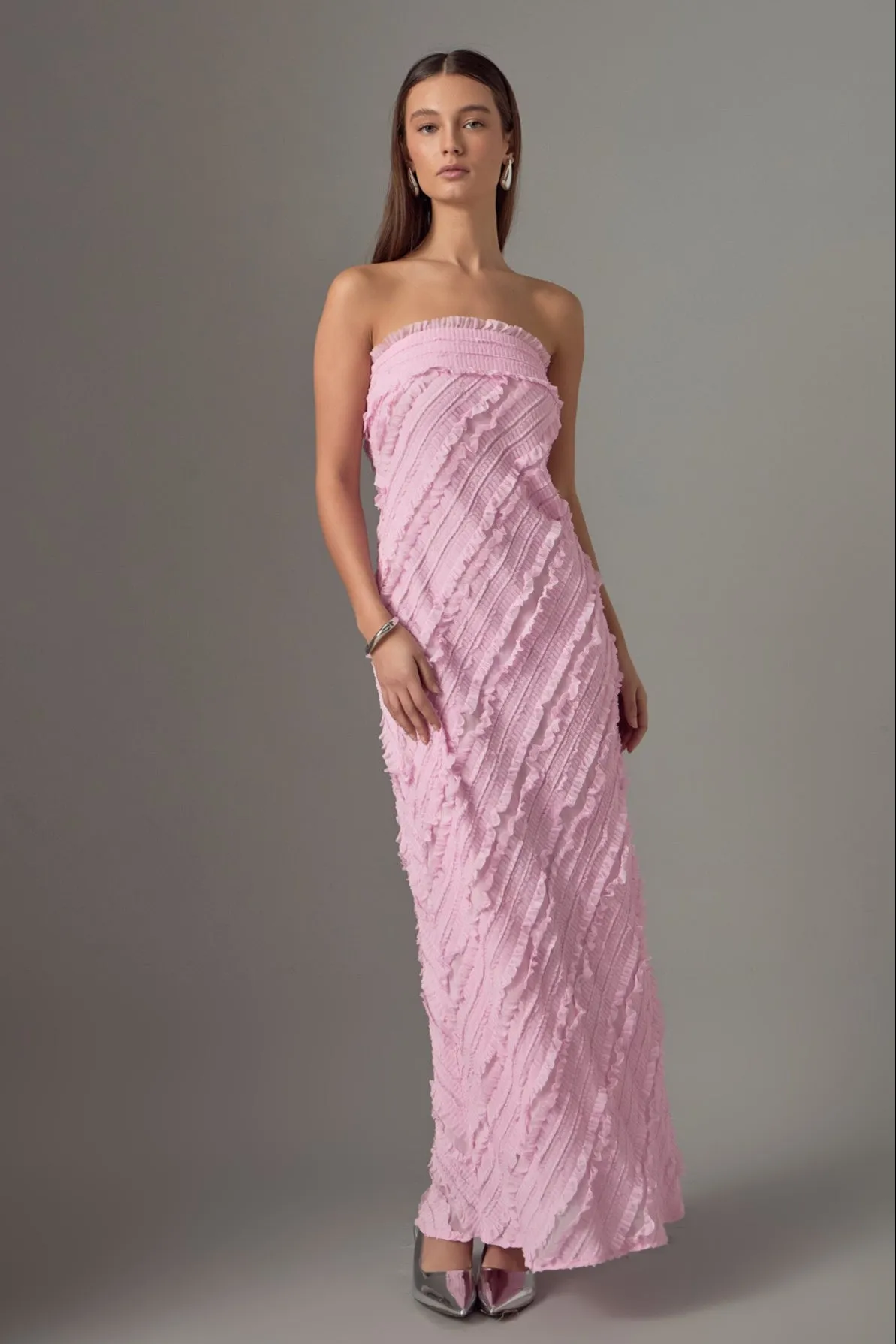 Strapless Ruffled Maxi Dress