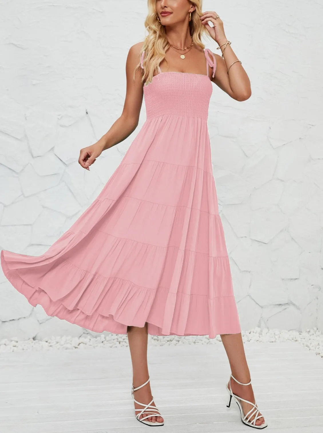 Summer Bohemian Pleated Layered Dress